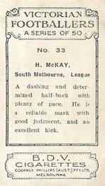 1933 Godfrey Phillips Victorian Footballers (A Series of 50) #33 Hec McKay Back